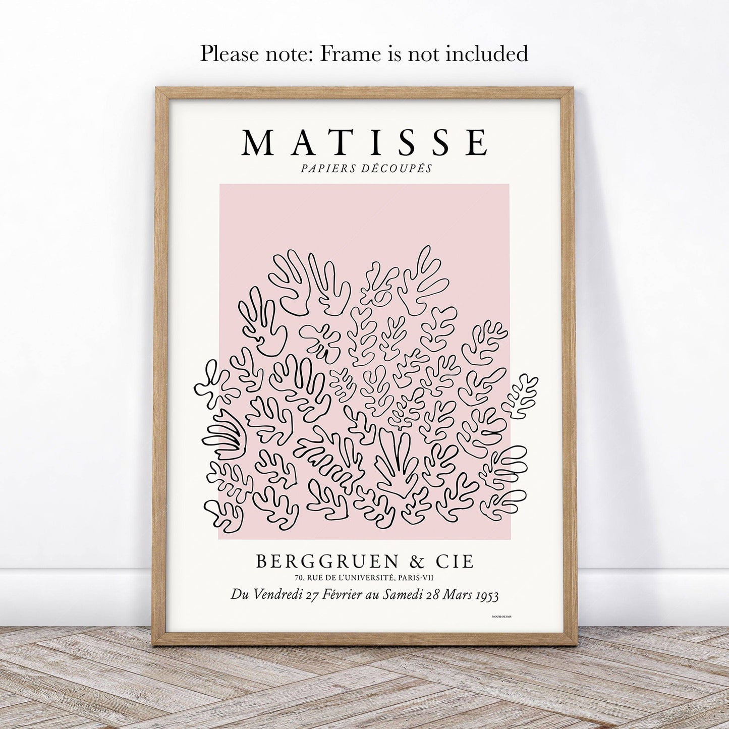 Henri Matisse gallery wall set of three pink art prints featuring cut-out designs and Blue Nude silhouette.