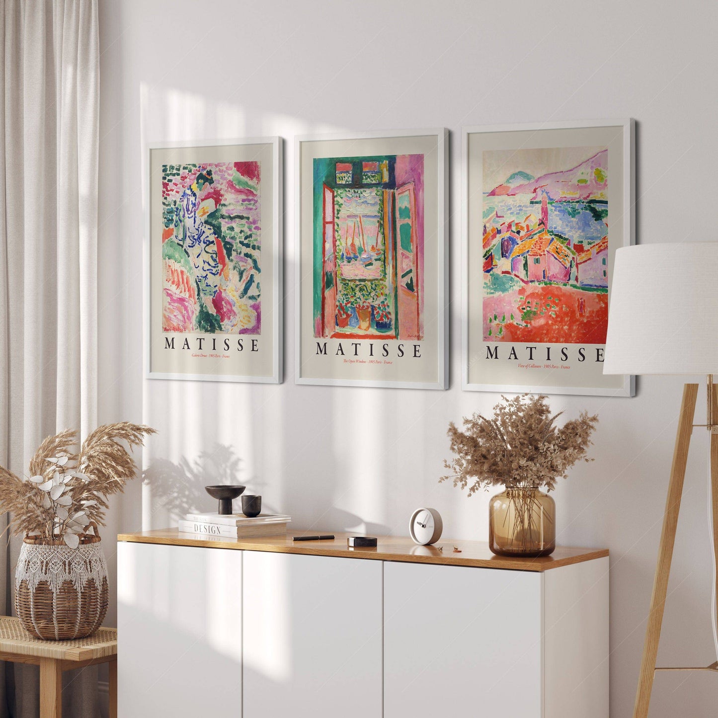 Henri Matisse Gallery Wall, Set of 3 Prints, The Open Window, View at Collioure, La Japonaise