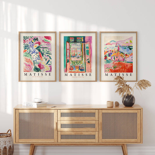 Henri Matisse Gallery Wall, Set of 3 Prints, The Open Window, View at Collioure, La Japonaise