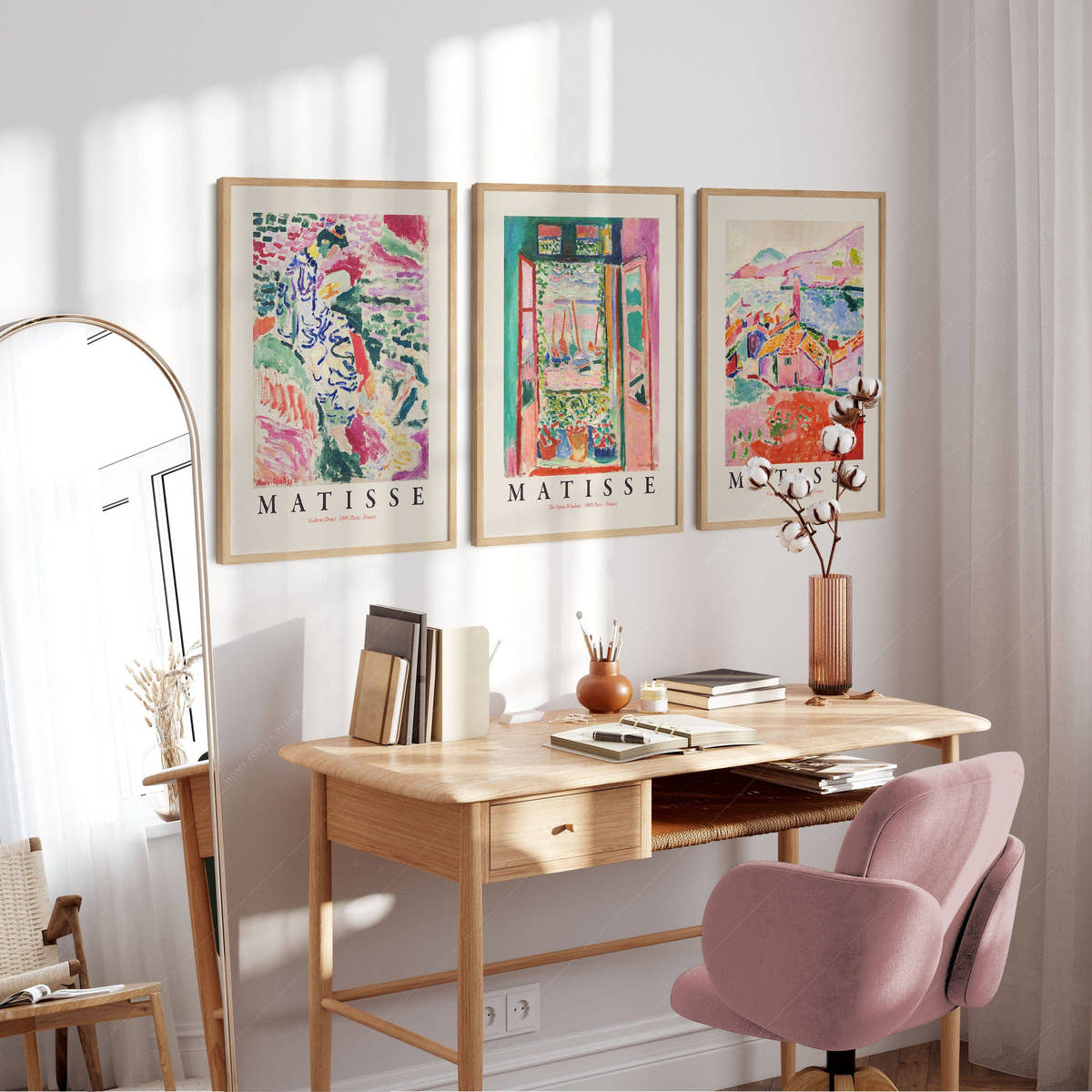 Henri Matisse Gallery Wall, Set of 3 Prints, The Open Window, View at Collioure, La Japonaise