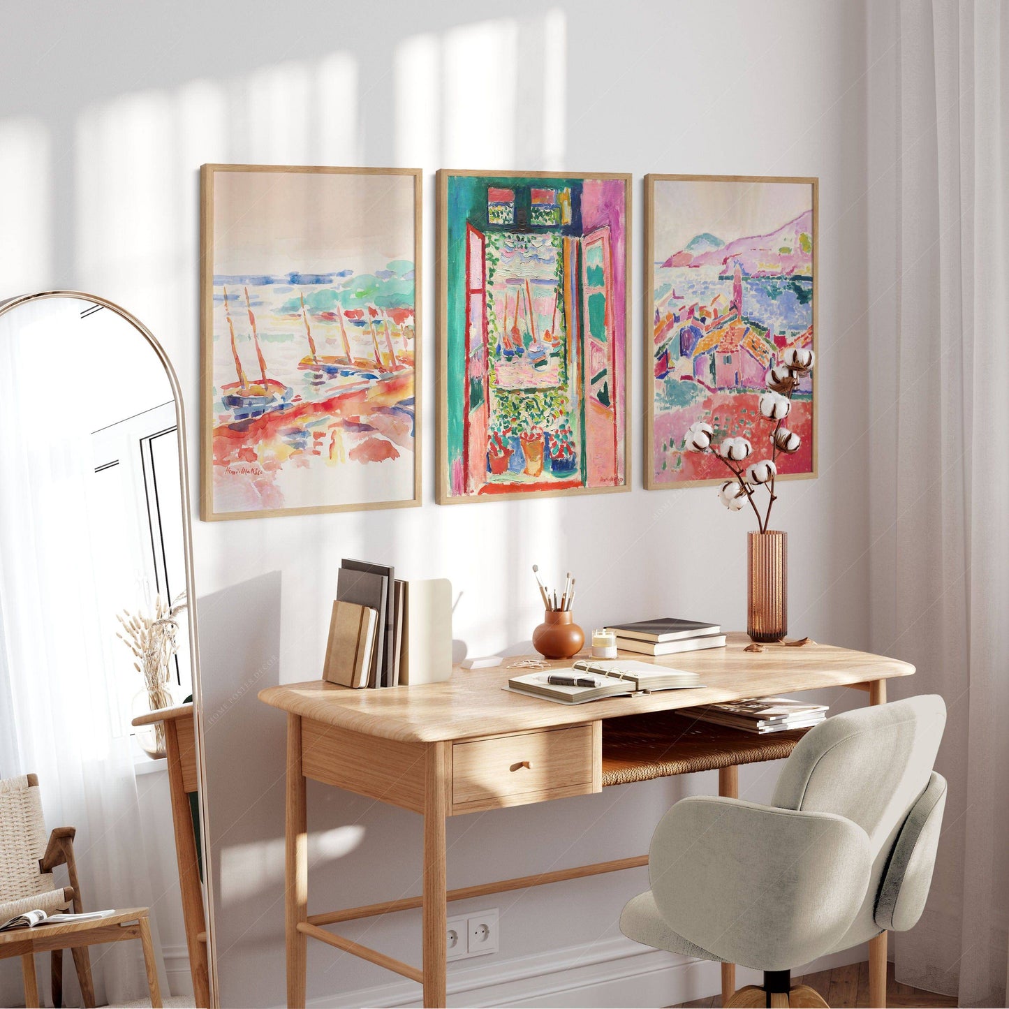 Henri Matisse Gallery Wall, Set of 3 Prints, The Open Window, View at Collioure, The boats