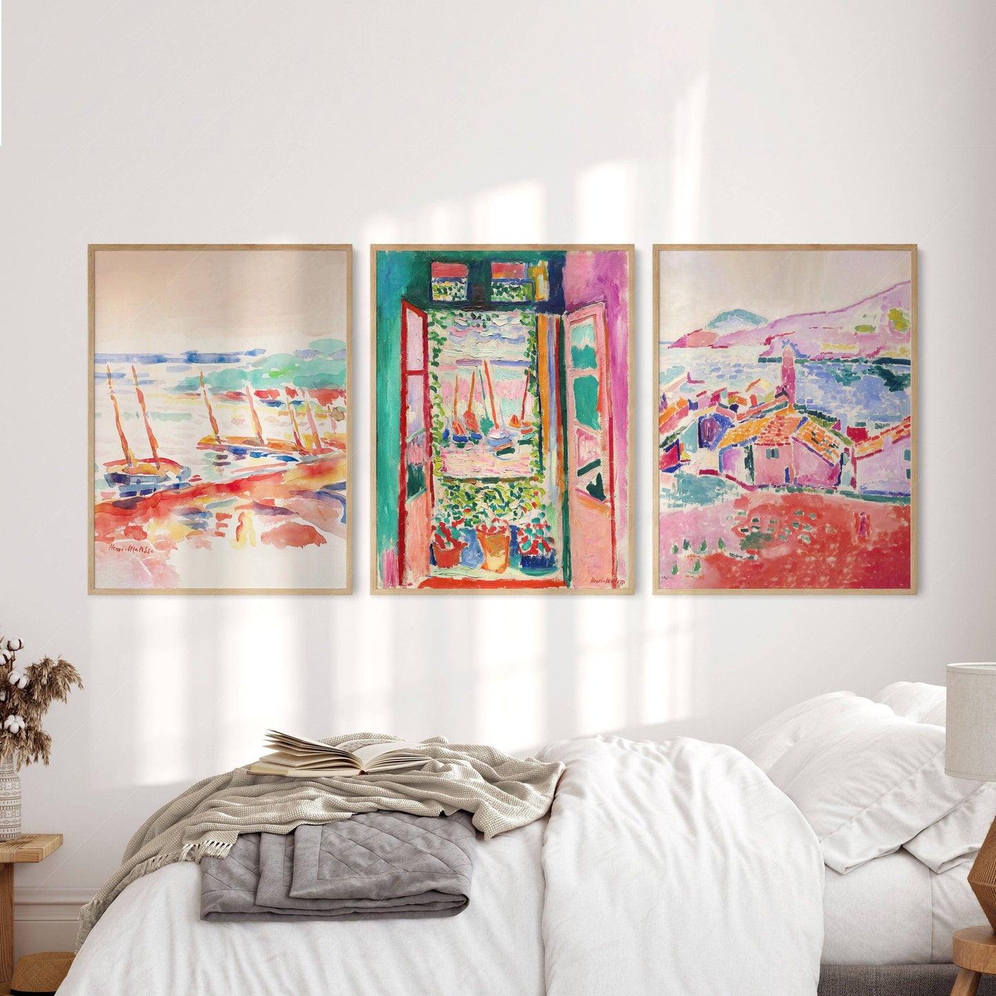 Henri Matisse Gallery Wall, Set of 3 Prints, The Open Window, View at Collioure, The boats
