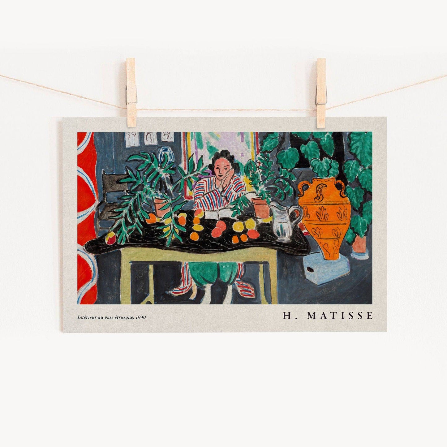 Henri Matisse, Interior with Etruscan Vase Poster, Famous Painting Art Print