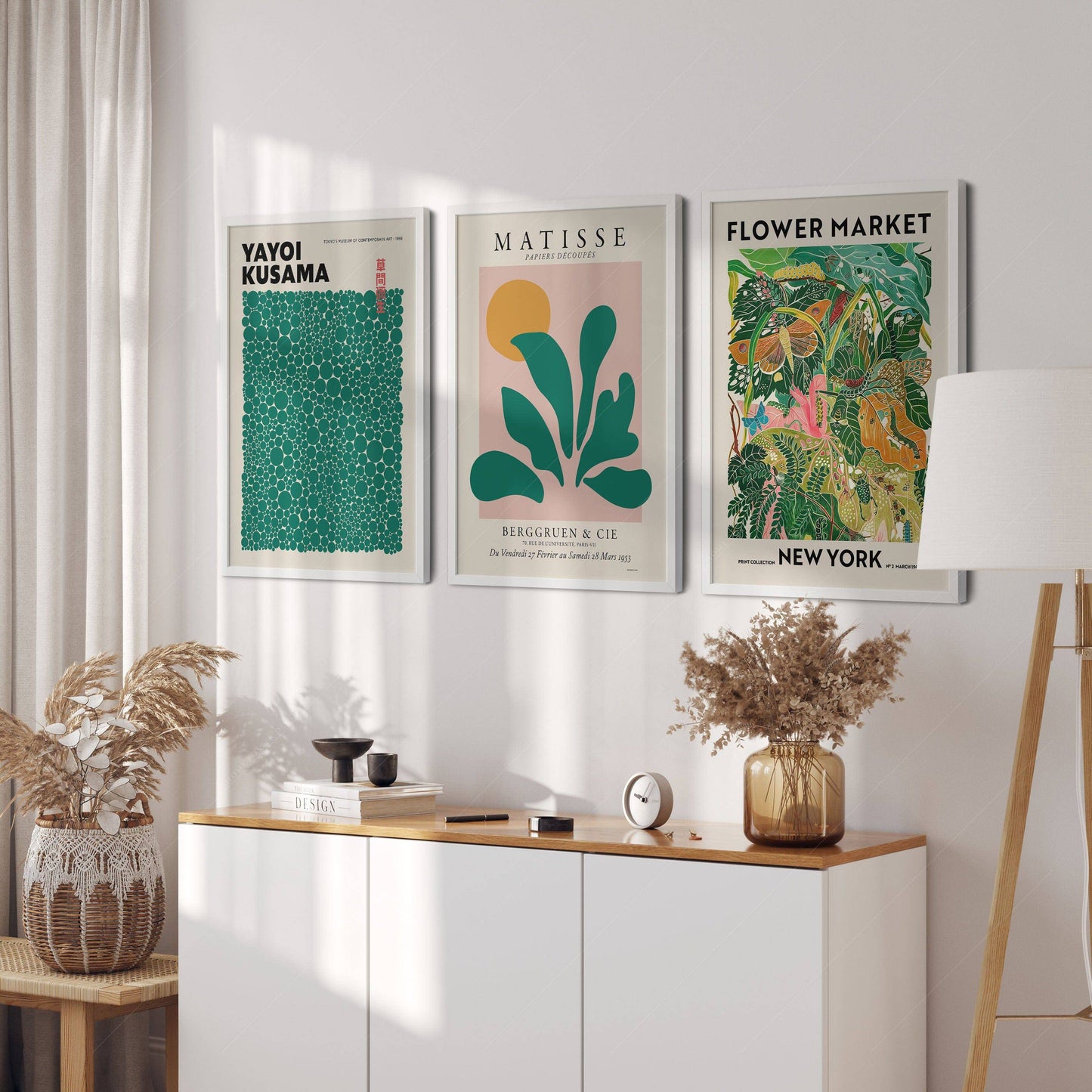 Henri Matisse, Modern Gallery Wall, Set of 3 Prints, Henri Matisse, Yayoi Kusama, Flower Market New York