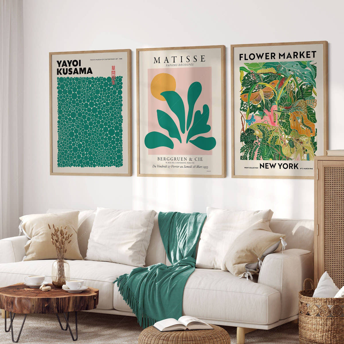 Henri Matisse, Modern Gallery Wall, Set of 3 Prints, Henri Matisse, Yayoi Kusama, Flower Market New York