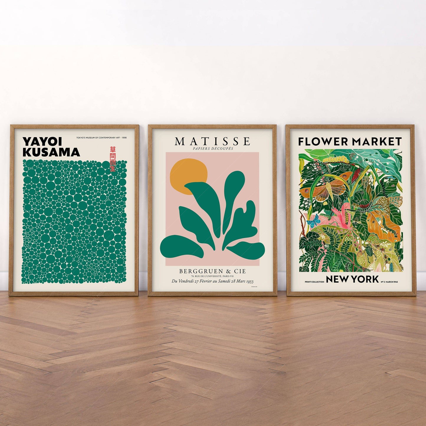 Henri Matisse, Modern Gallery Wall, Set of 3 Prints, Henri Matisse, Yayoi Kusama, Flower Market New York