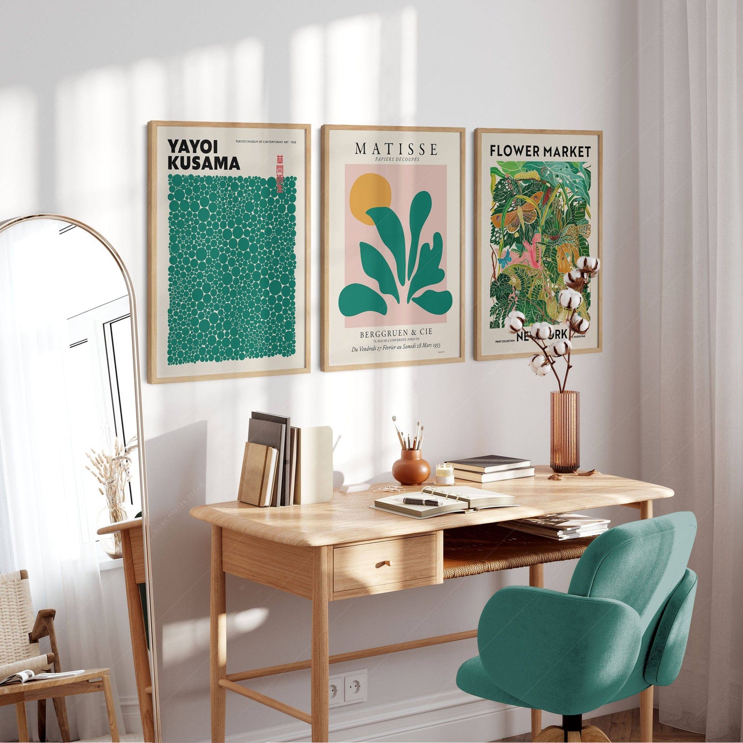 Henri Matisse, Modern Gallery Wall, Set of 3 Prints, Henri Matisse, Yayoi Kusama, Flower Market New York