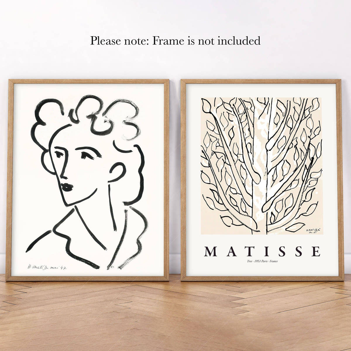 Henri Matisse Set of 2 Prints, Tete and The Tree artwork, Neutral wall decor