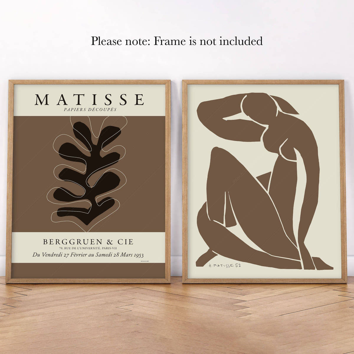Henri Matisse, Set of 2 Wall Art, Cut outs and Figure blue in brown color