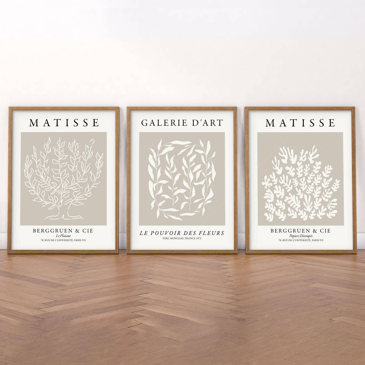 Henri Matisse Set of 3 Prints, Neutral Wall Decor, Galerie D'art, Fleurs Poster, Beige and White