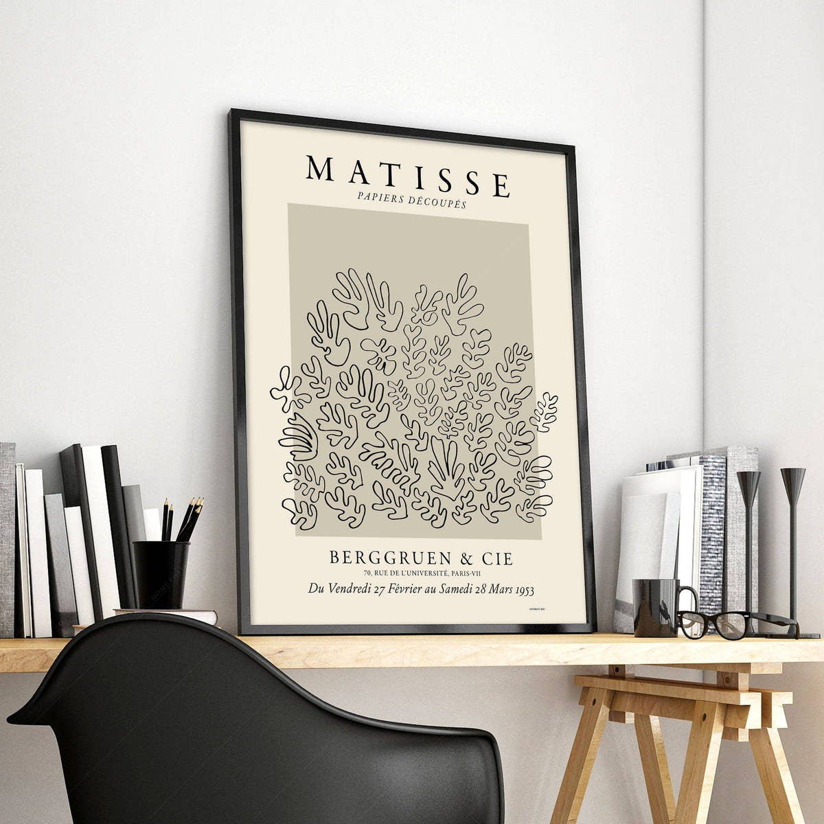Henri Matisse, The Cut Outs Print, Beige and Black colors