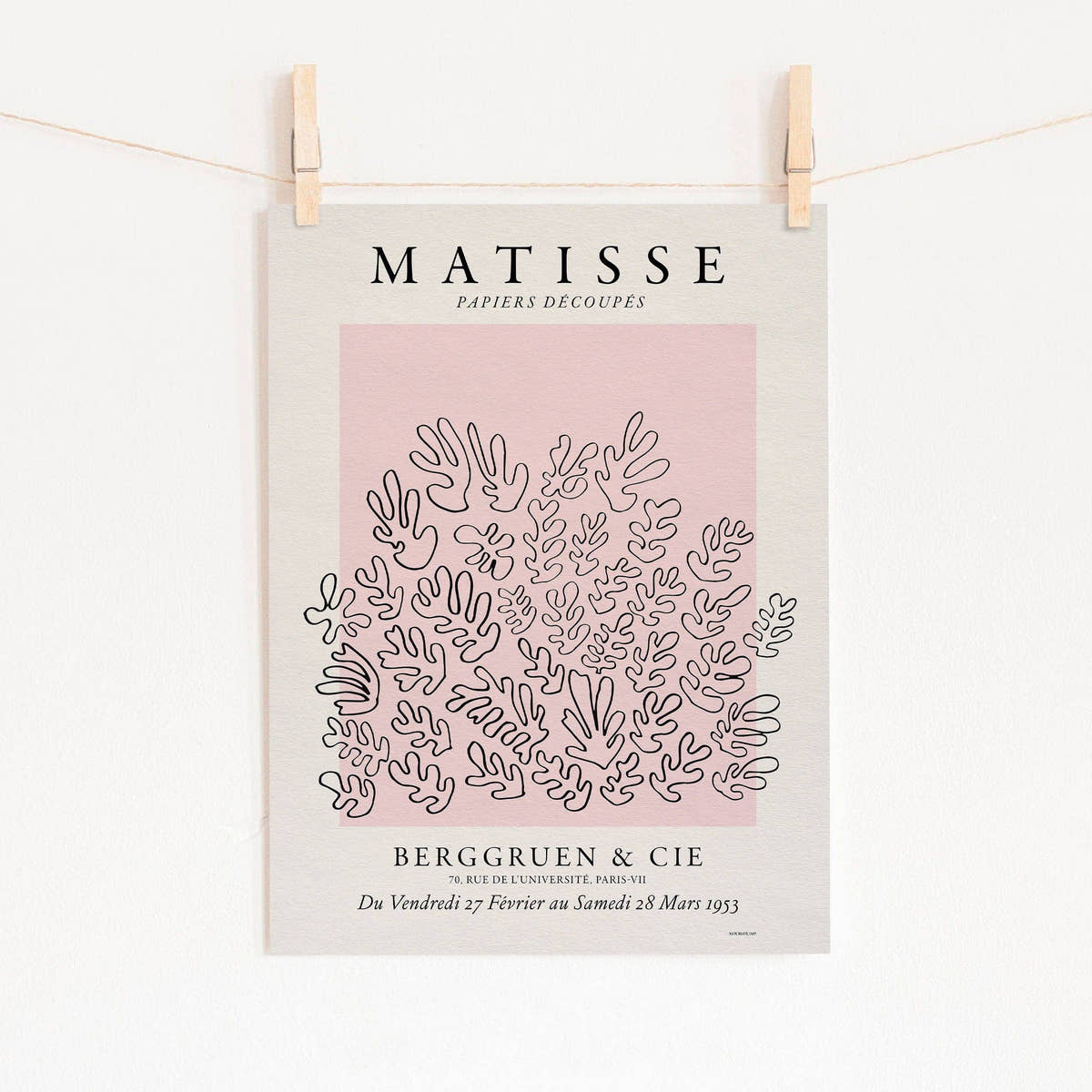 Henri Matisse, The Cut-Outs Print, Pink color, Coral design