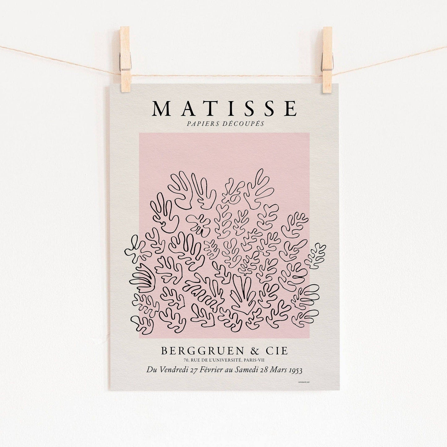 Henri Matisse, The Cut-Outs Print, Pink color, Coral design