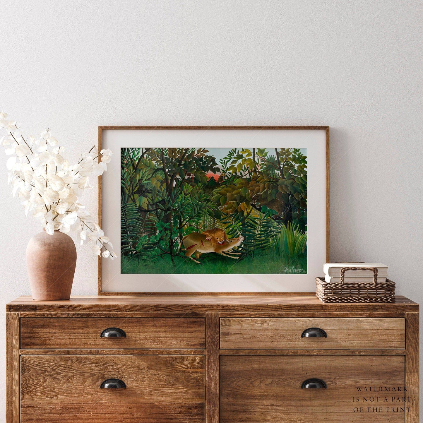 Henri Rousseau, The hungry attack Poster, Fine Art Print
