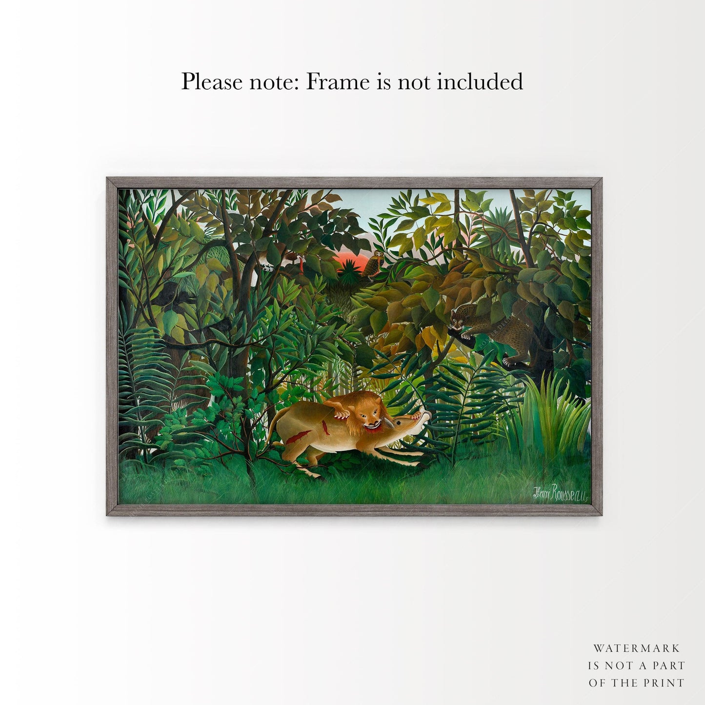 Henri Rousseau, The hungry attack Poster, Fine Art Print
