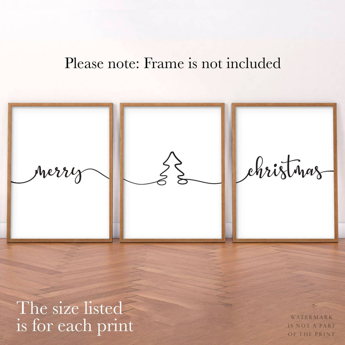 Merry Christmas Wall Art, Christmas Wall Decor, Set of 3 Prints, Party Decor
