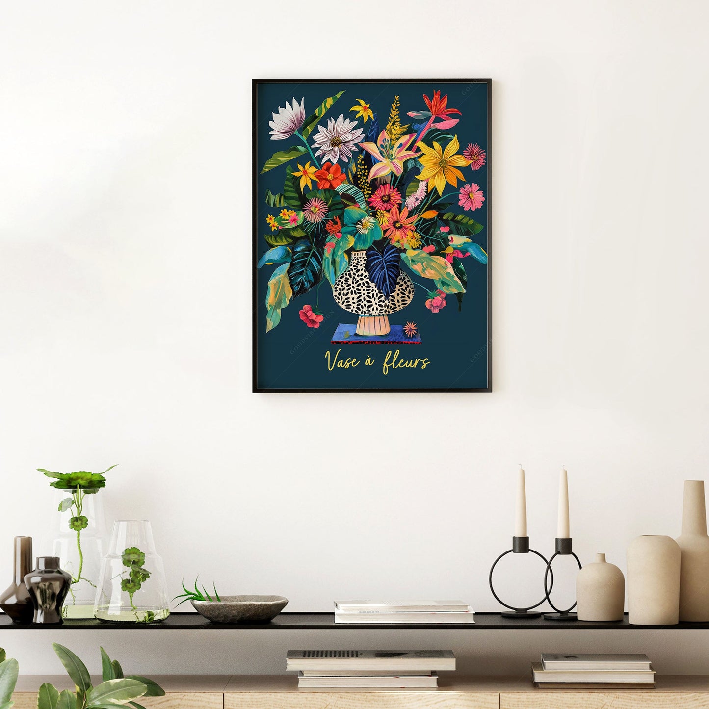 Modern Flower in Vase Illustration, Vibrant Colors