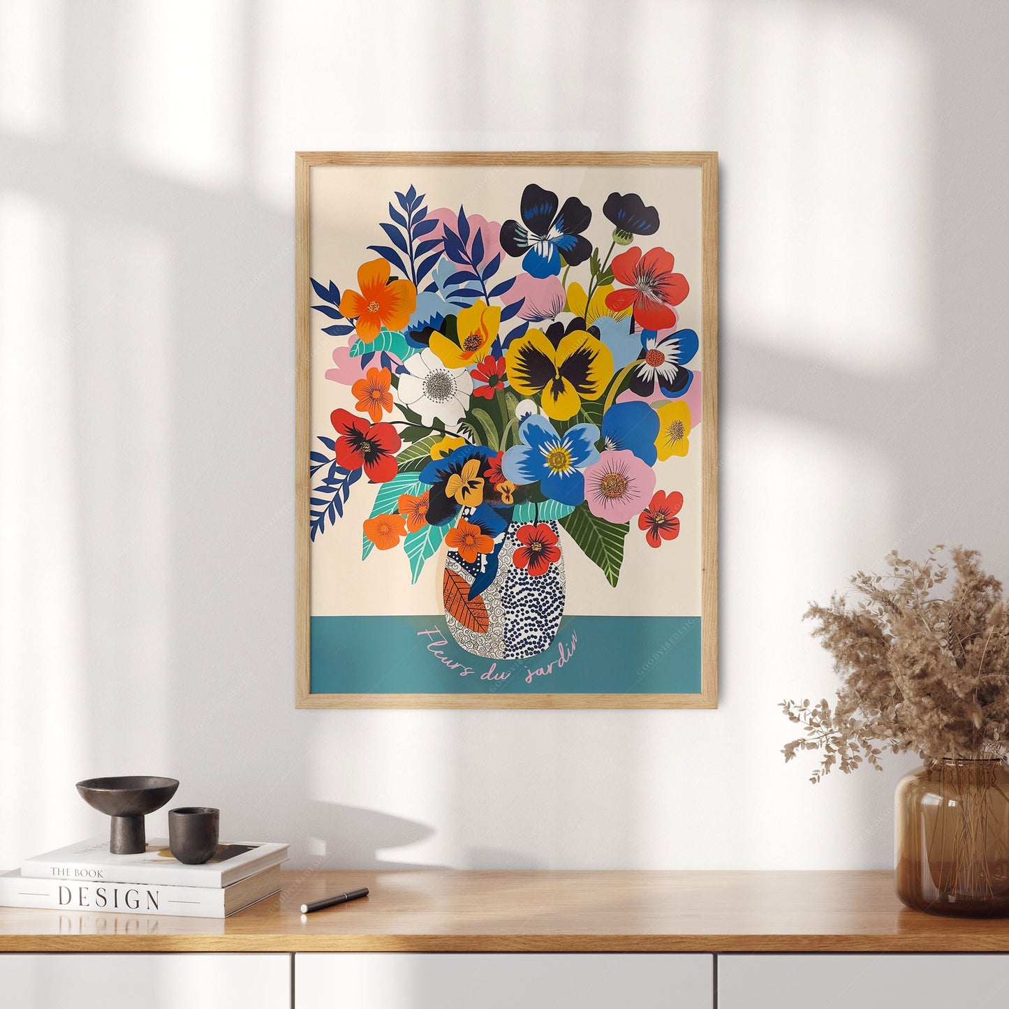 Modern Flower in Vase Illustration, Vibrant Colors