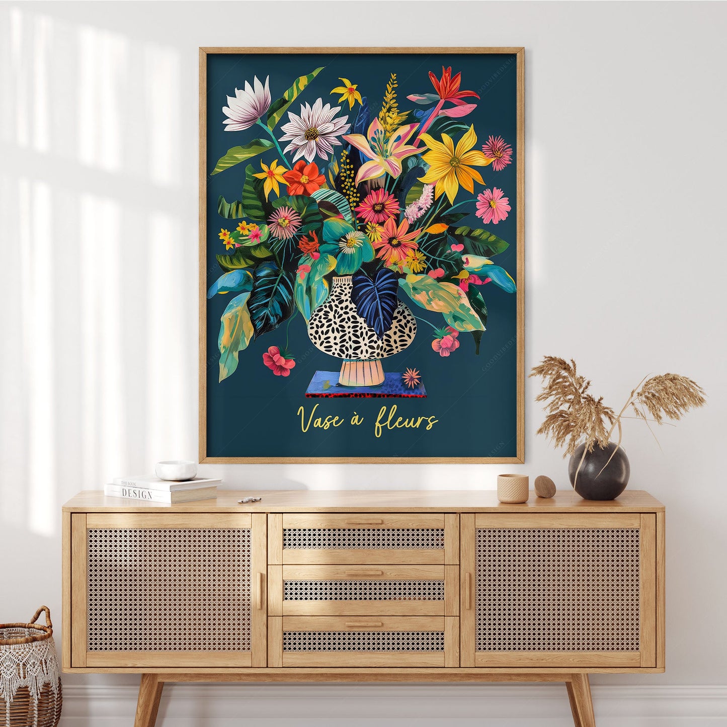 Modern Flower in Vase Illustration, Vibrant Colors