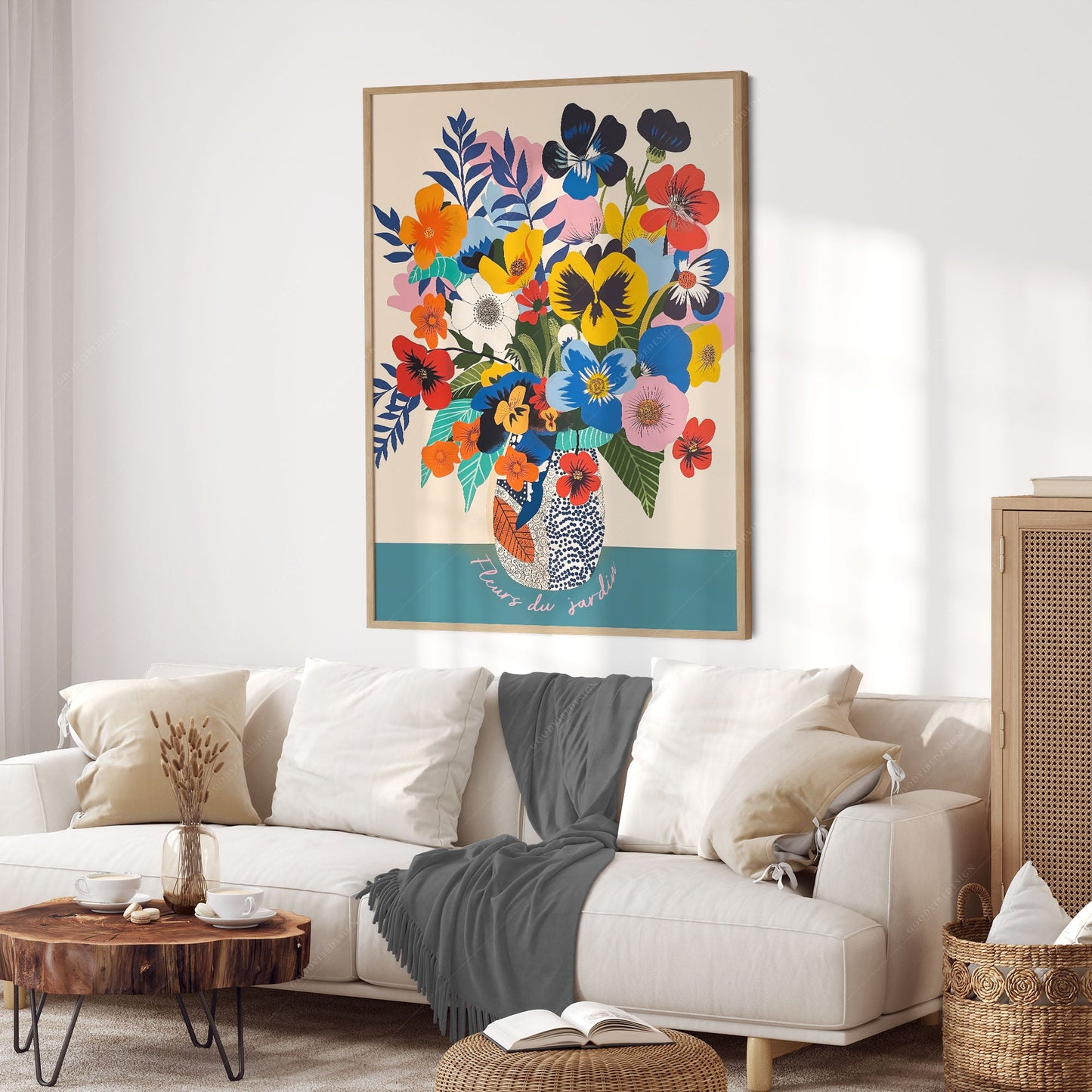 Modern Flower in Vase Illustration, Vibrant Colors