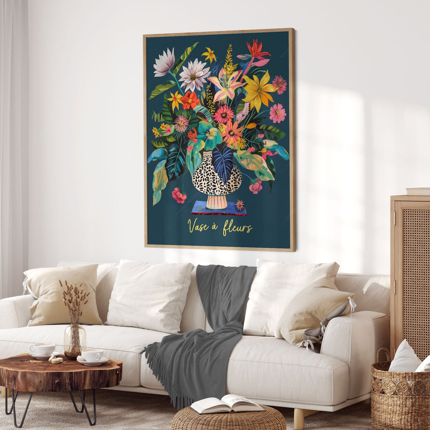 Modern Flower in Vase Illustration, Vibrant Colors