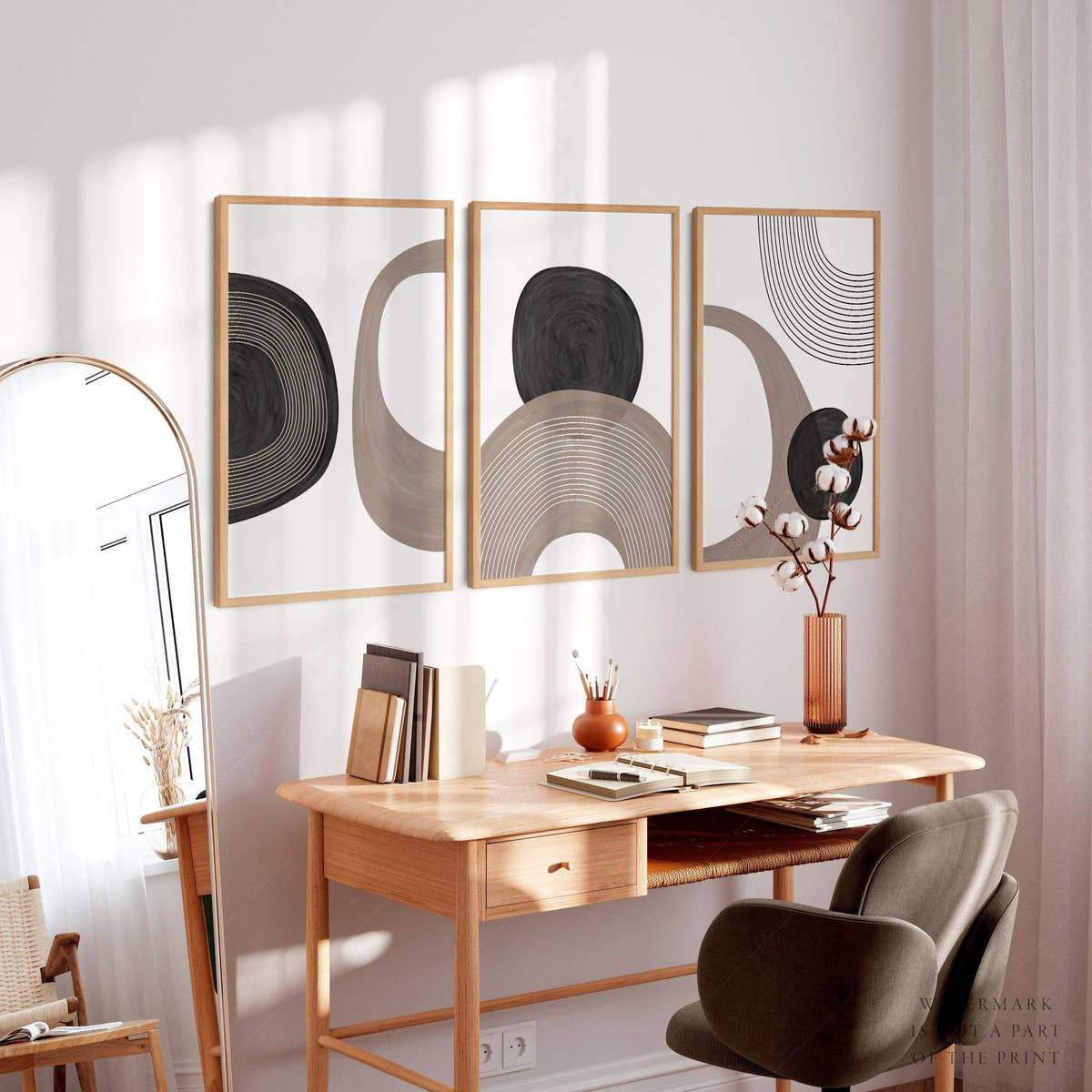 Modern Set of 3 Prints, Minimalist Gallery Wall, Mid-Century Modern