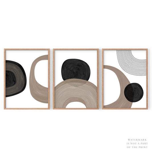 Modern Set of 3 Prints, Minimalist Gallery Wall, Mid-Century Modern