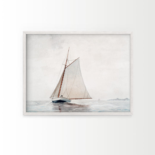 Nautical Wall Decor, Vintage Sailing Art, Yacht Print, Watercolour