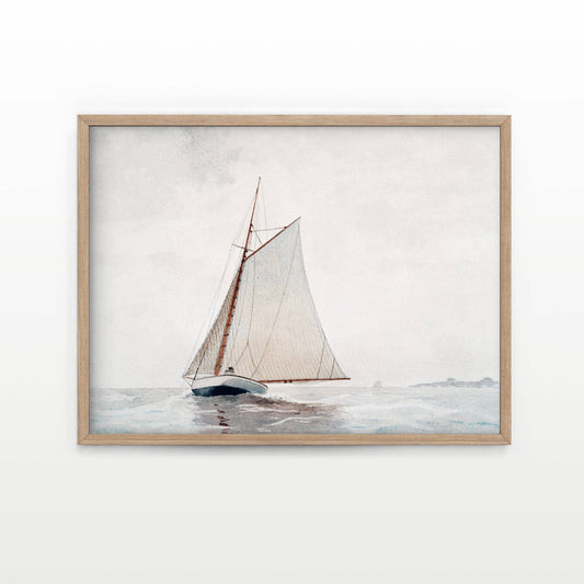 Nautical Wall Decor, Vintage Sailing Art, Yacht Print, Watercolour