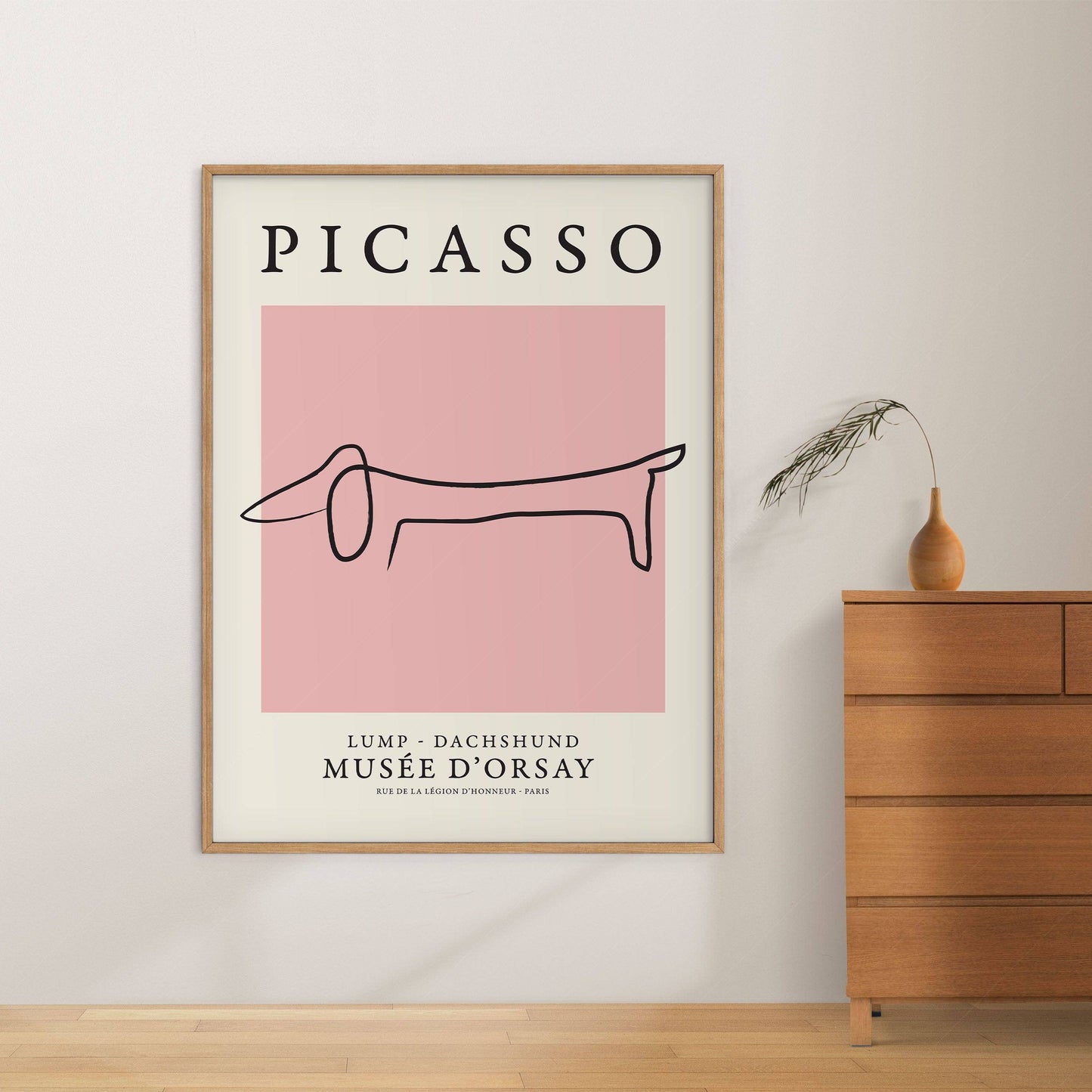 Pablo Picasso Fine Art, Dog dachshund, Pink color