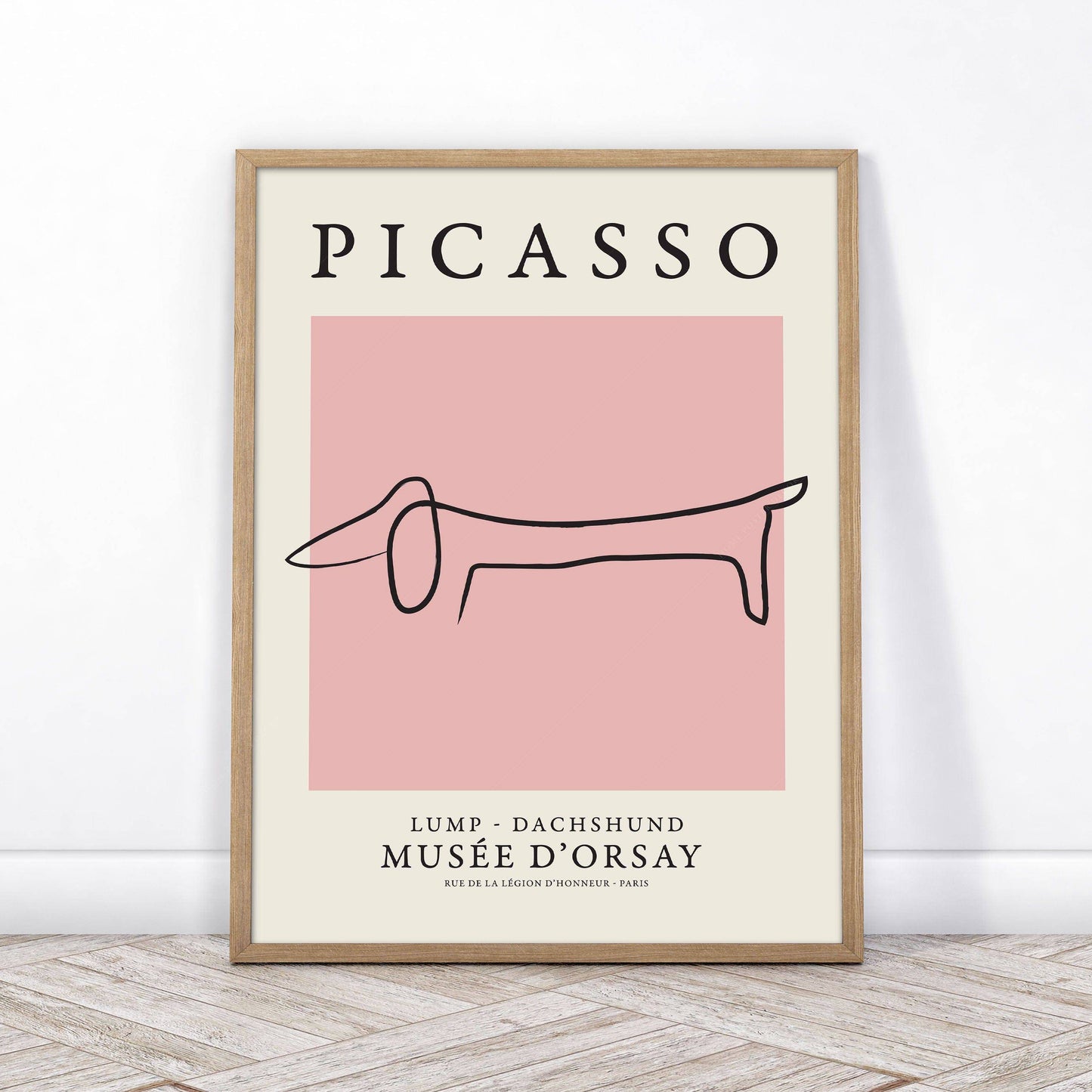 Pablo Picasso Fine Art, Dog dachshund, Pink color