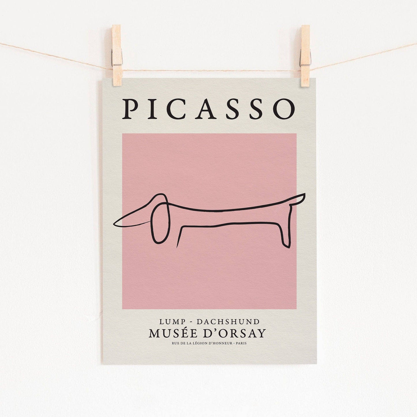 Pablo Picasso Fine Art, Dog dachshund, Pink color