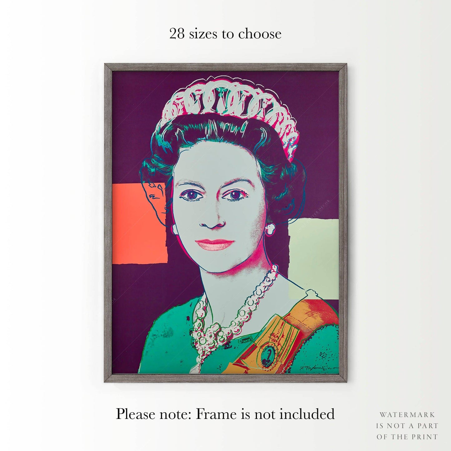 Queen Elizabeth II, Andy Warhol Poster, Pop Art, Famous Portrait, British Royal Family