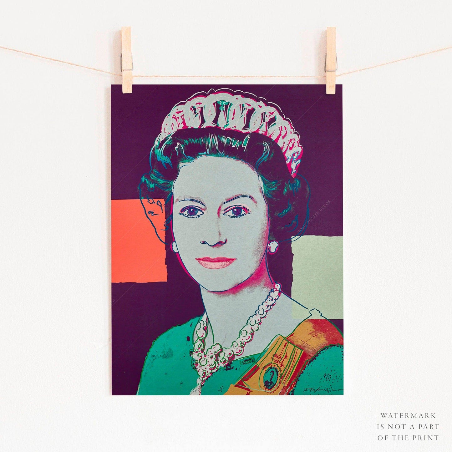 Queen Elizabeth II, Andy Warhol Poster, Pop Art, Famous Portrait, British Royal Family
