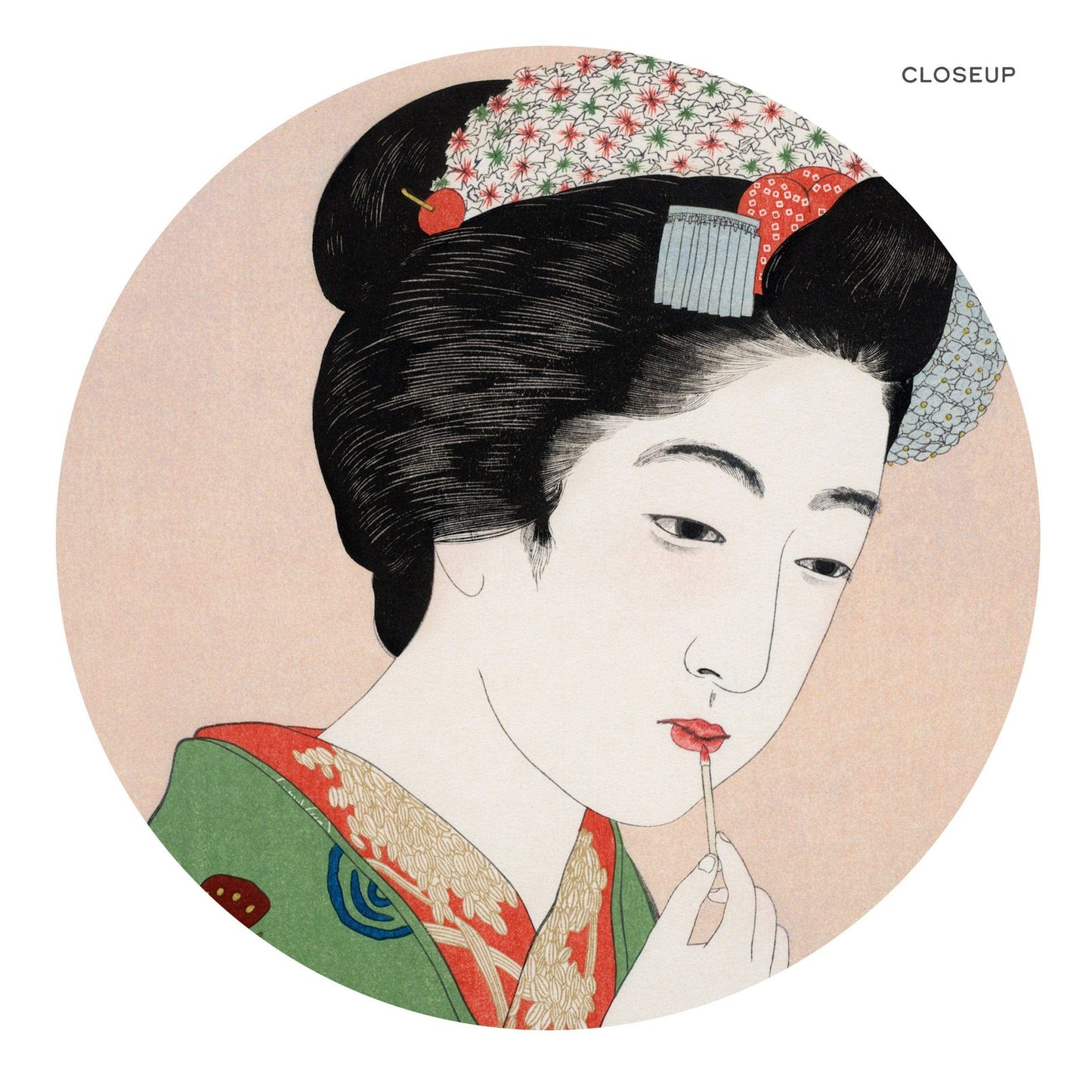 Set of 2 Japanese Prints, Goyo Hashiguchi, Woman Combing Hair, Applying Rouge