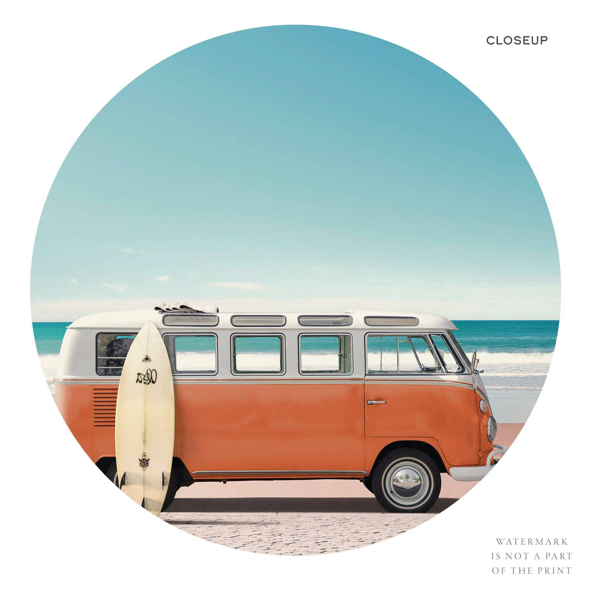 Set of 3 Beach Prints, Orange Kombi, Palm Tree Photo, Sand Beach