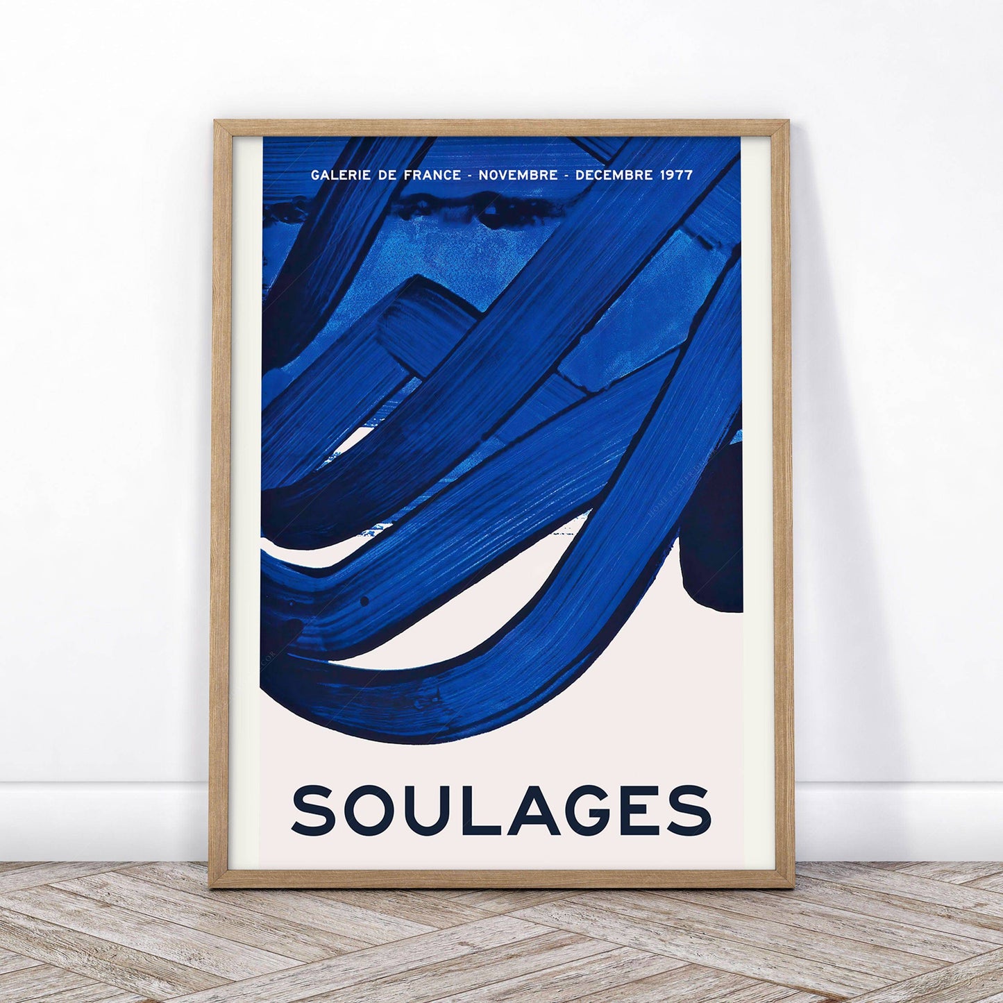 Set of 3 Prints, Indigo Blue Wall Art, William Morris, Yayoi Kusama, Pierre Soulages, Abstract Gallery Wall