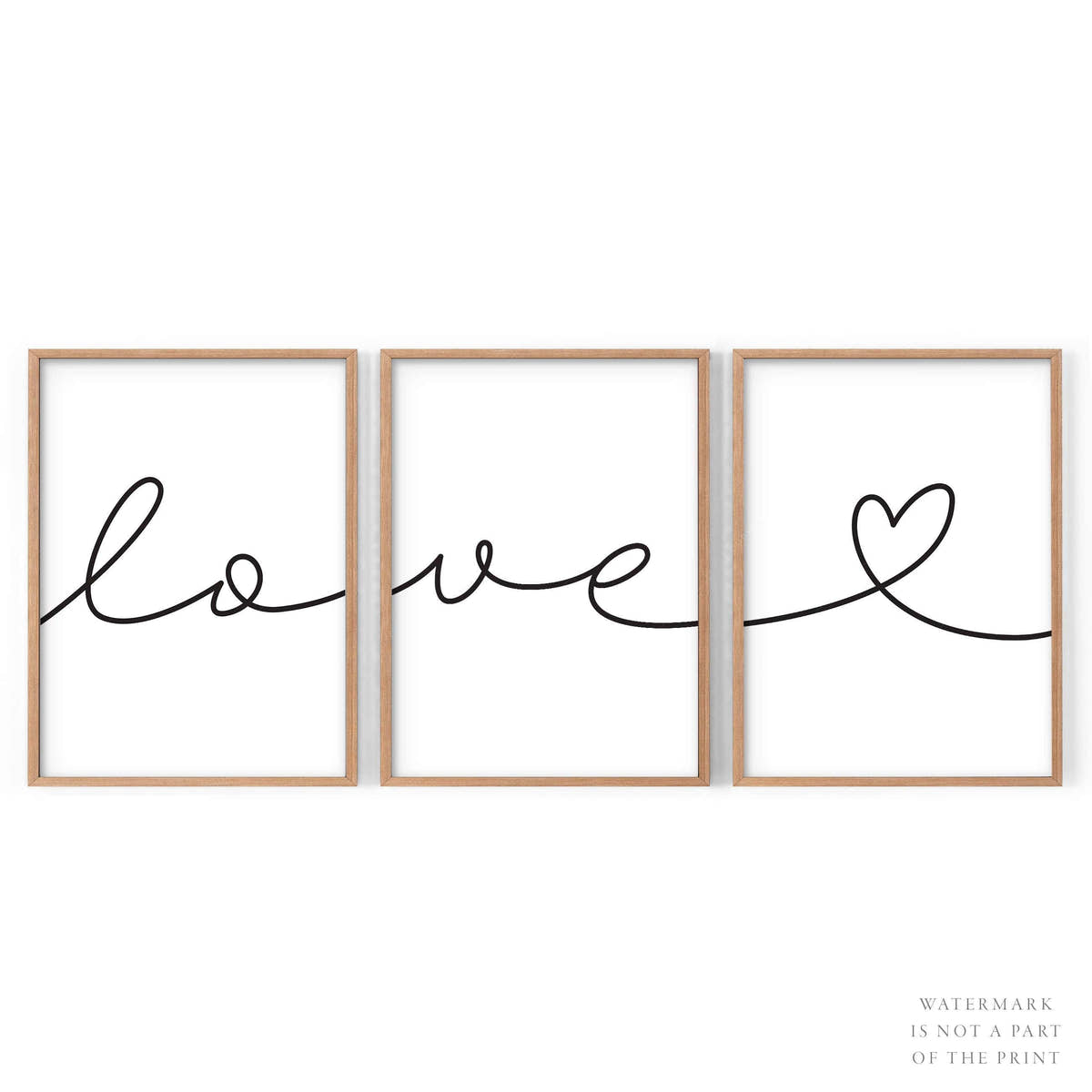 Set of 3 Prints, Love handwriting poster, Minimalist wall decor