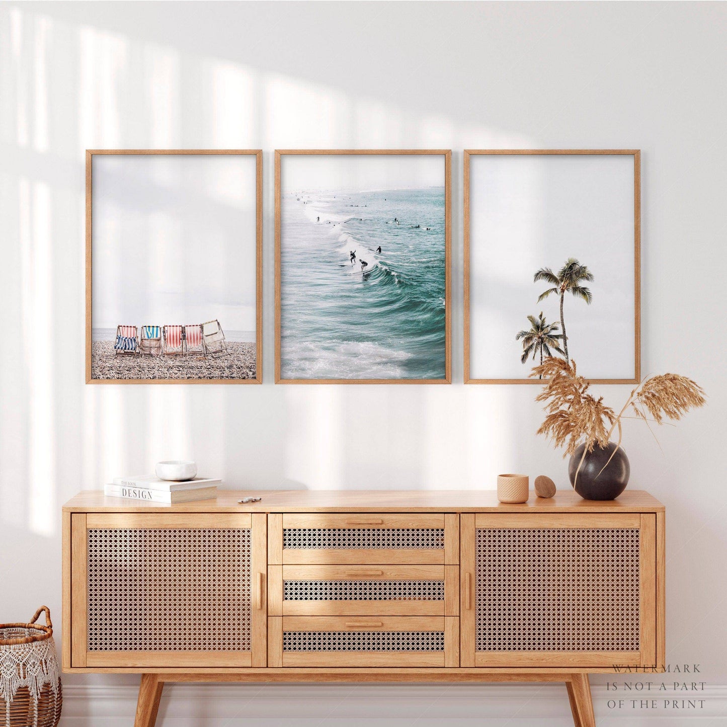 Surf Print, Palm Tree, Beach Wall Art, Set of 3 Prints