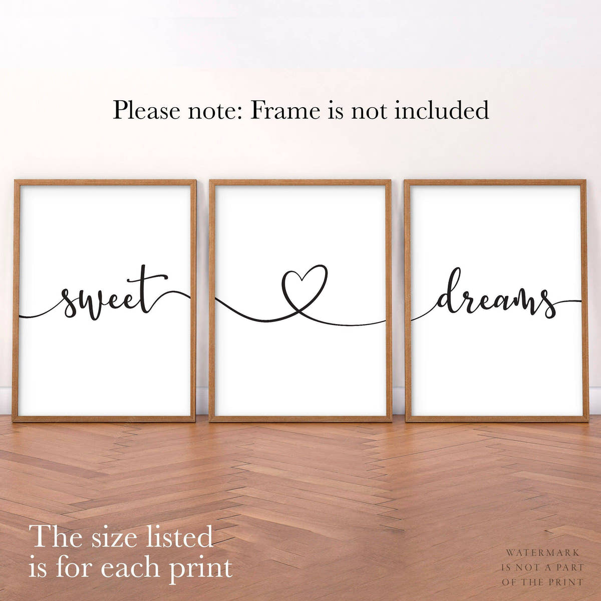 Sweet Dreams Print, Set of 3 Wall Art, Handwriting Poster