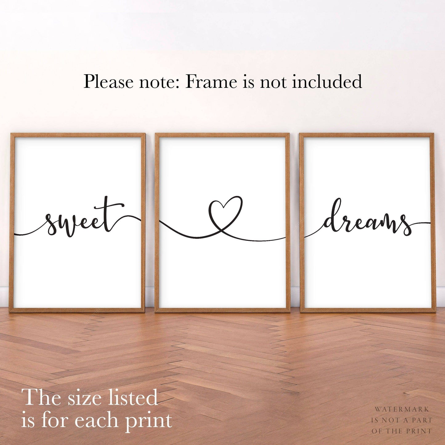 Sweet Dreams Print, Set of 3 Wall Art, Handwriting Poster