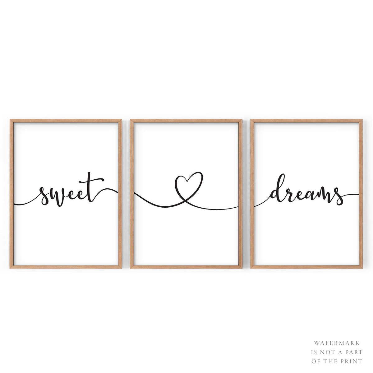 Sweet Dreams Print, Set of 3 Wall Art, Handwriting Poster