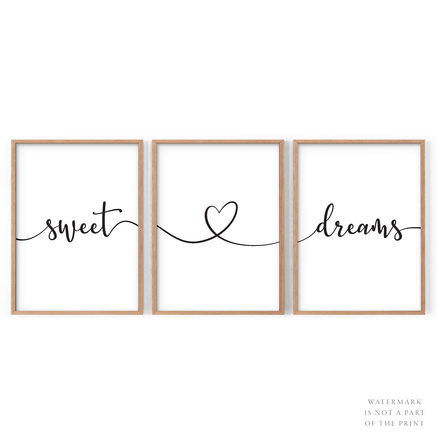 Sweet Dreams Print, Set of 3 Wall Art, Handwriting Poster