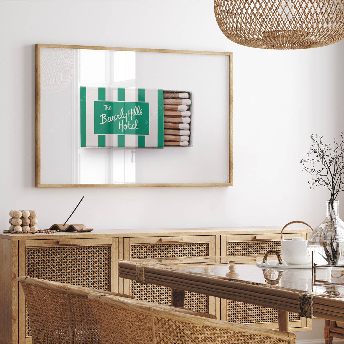 The Beverly Hills Hotel Print, Chic home decor, Vintage matchbox art