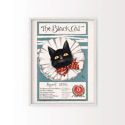 The Black Cat, Cover Magazine 1896, Vintage Cat Wall Art