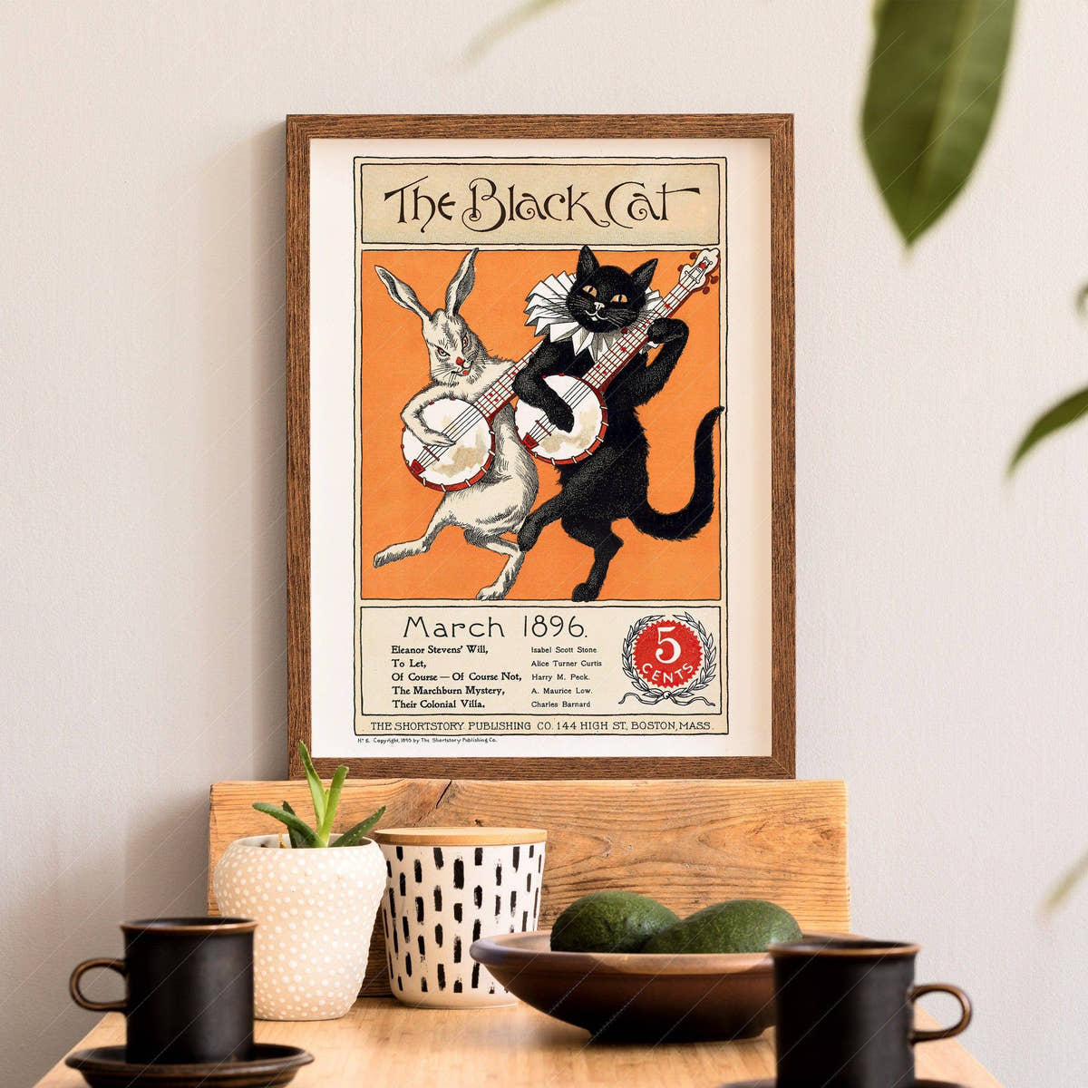 The Black Cat, Cover Magazine 1896, Vintage Cat Wall Art