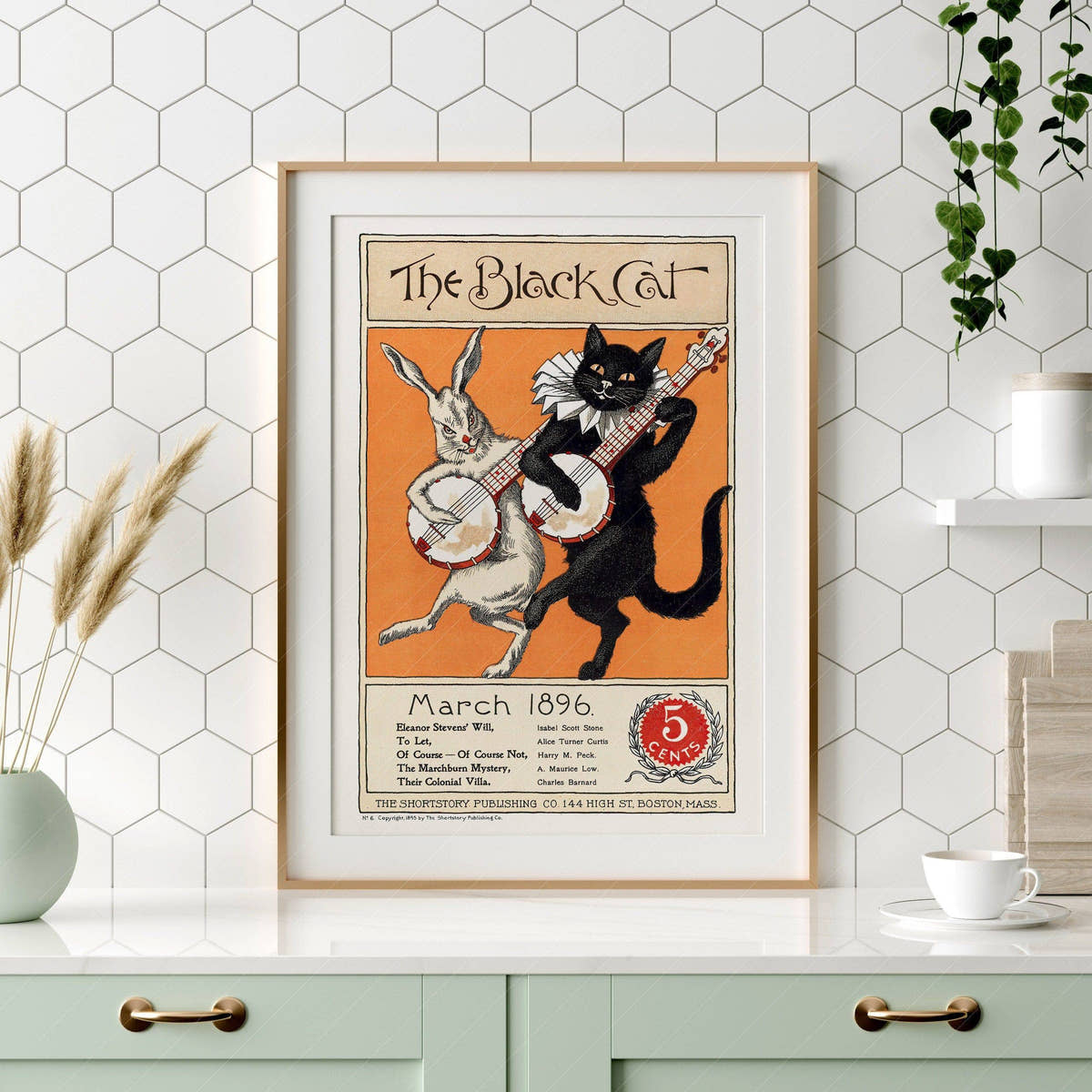 The Black Cat, Cover Magazine 1896, Vintage Cat Wall Art