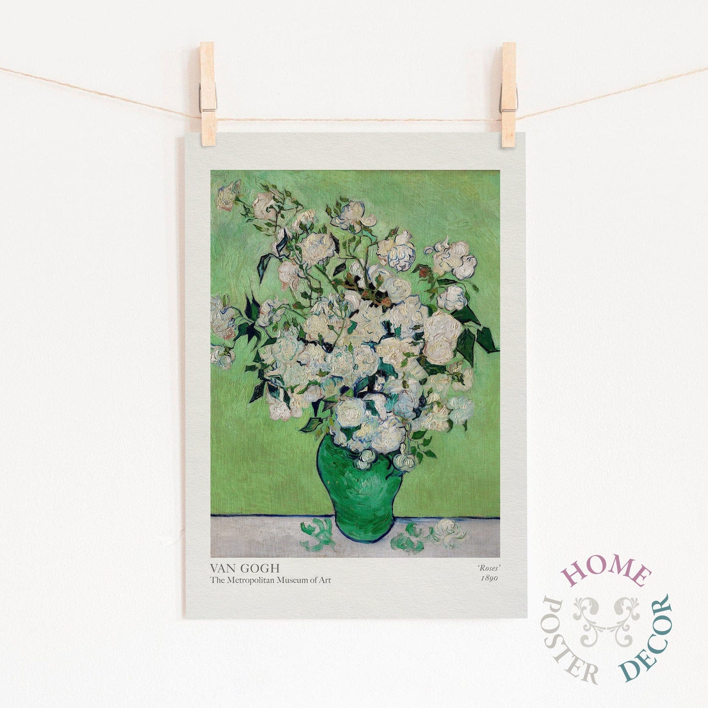 Van Gogh Poster, Roses in a Green Vase