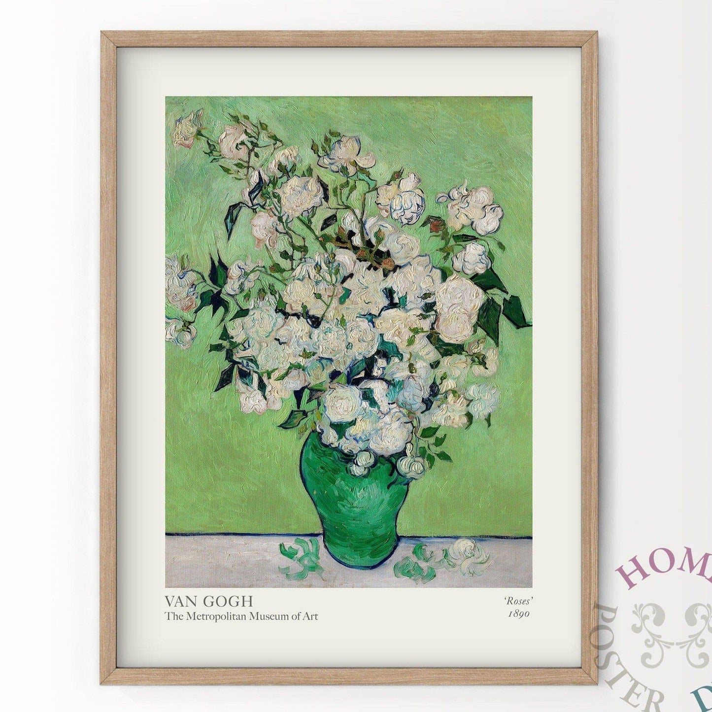 Van Gogh Poster, Roses in a Green Vase