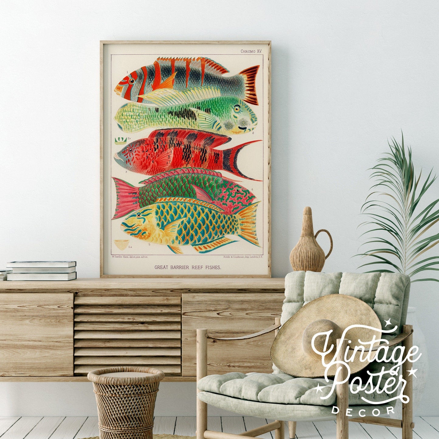 Vintage Under the Sea Poster, Coastal Wall Art, Fish Print